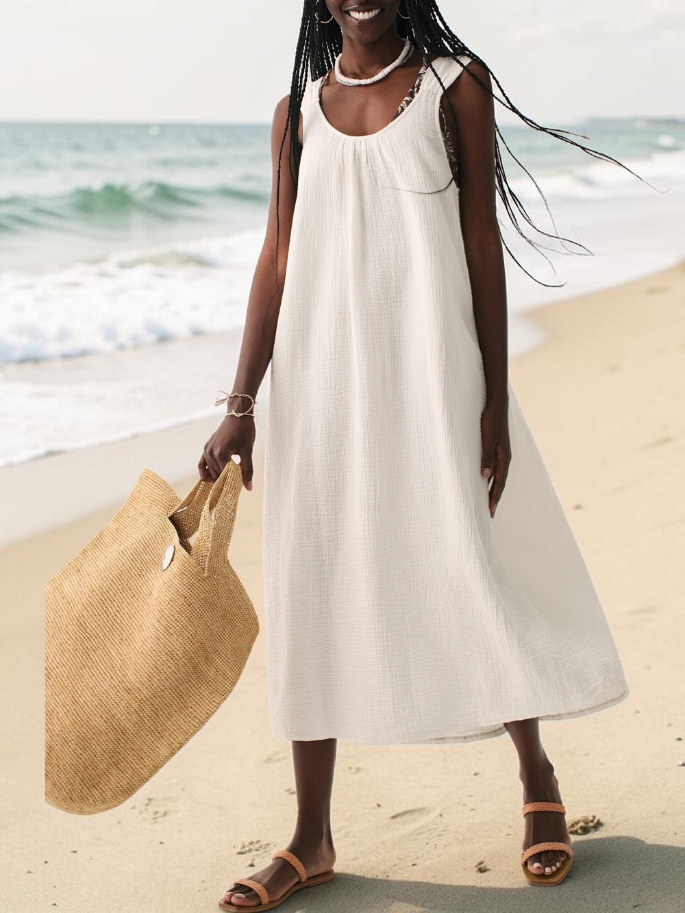 NWT FAHERTY Sintra Cove Dream Organic Cotton Gauze Dress Cover Up White - Picture 2 of 15